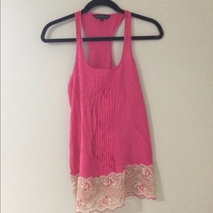 Express small tank top pink lace 100% silk